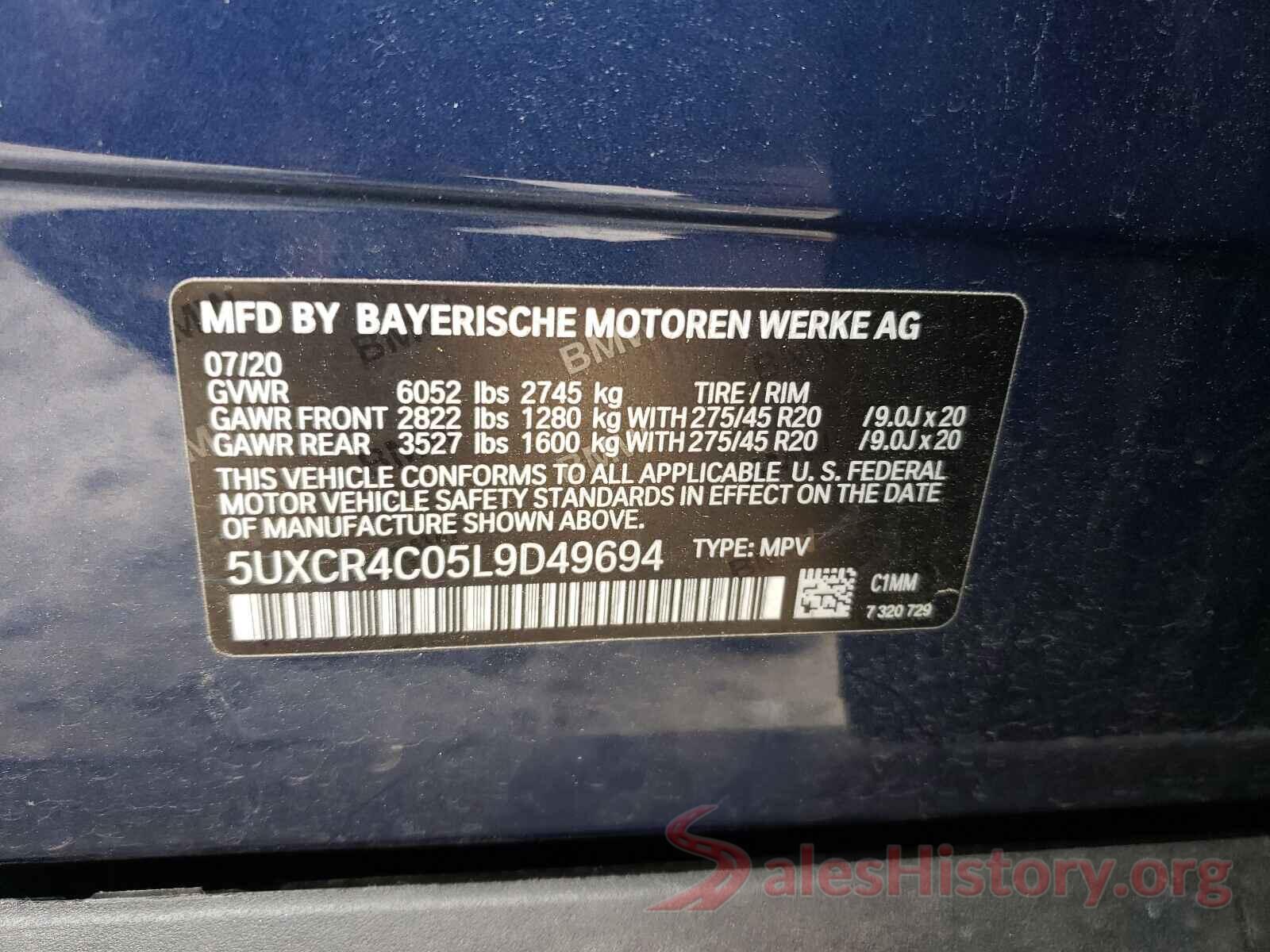 5UXCR4C05L9D49694 2020 BMW X5