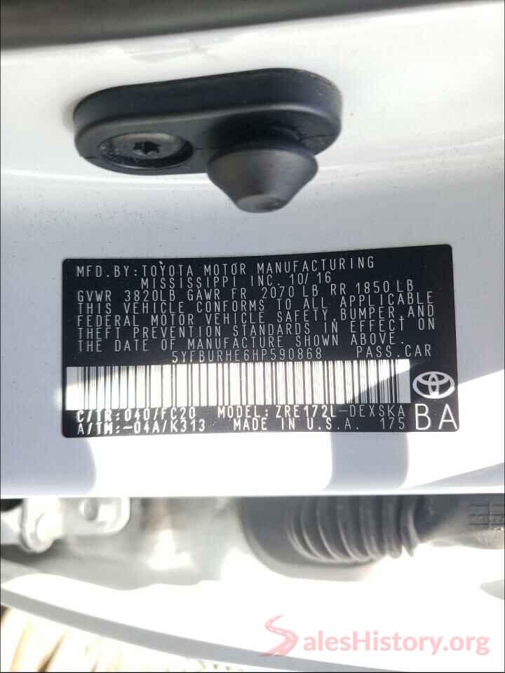 5YFBURHE6HP590868 2017 TOYOTA COROLLA