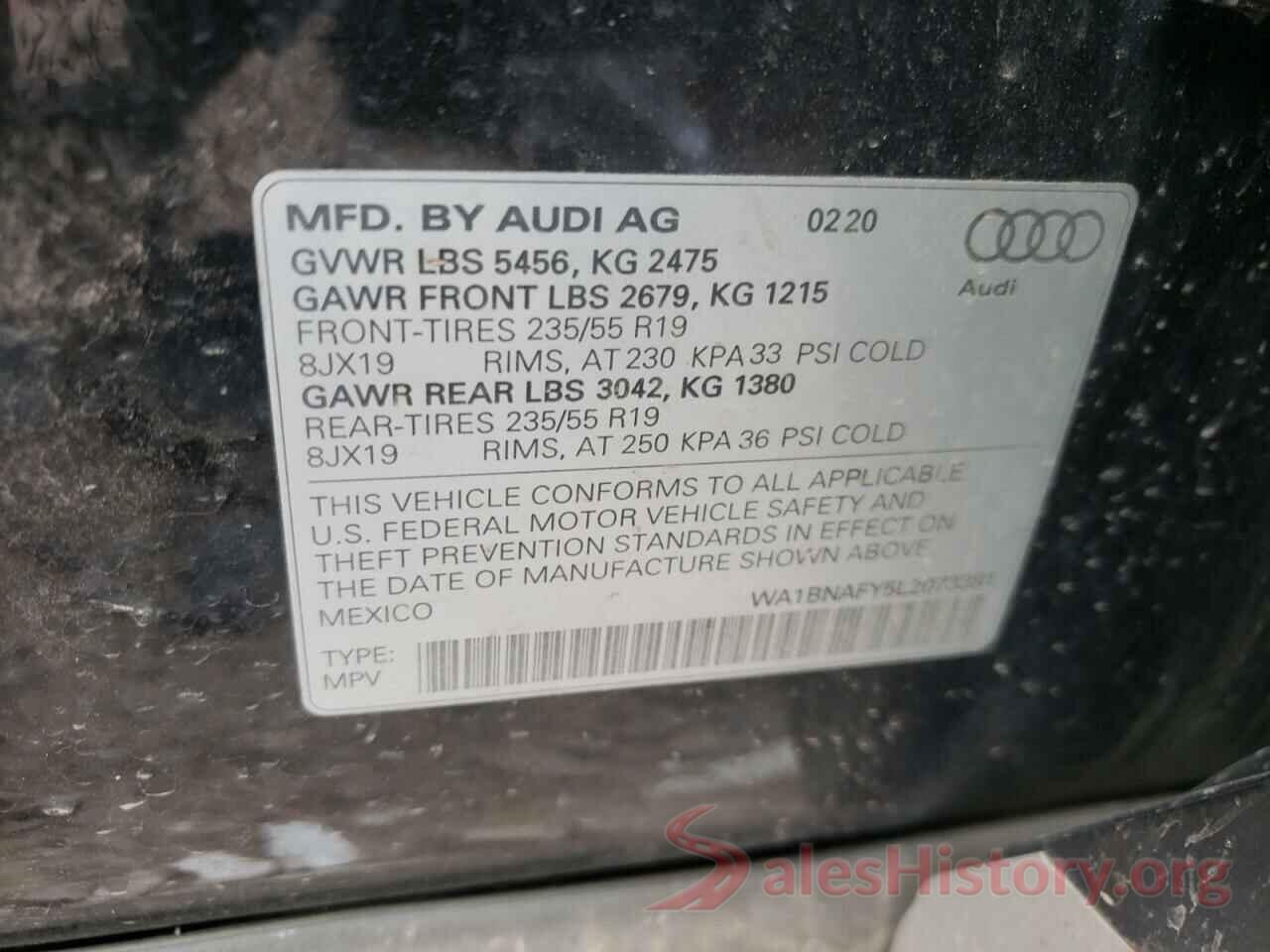 WA1BNAFY5L2073381 2020 AUDI Q5