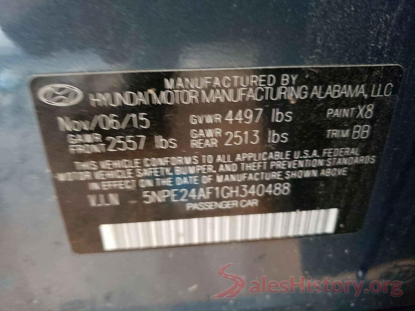 5NPE24AF1GH340488 2016 HYUNDAI SONATA