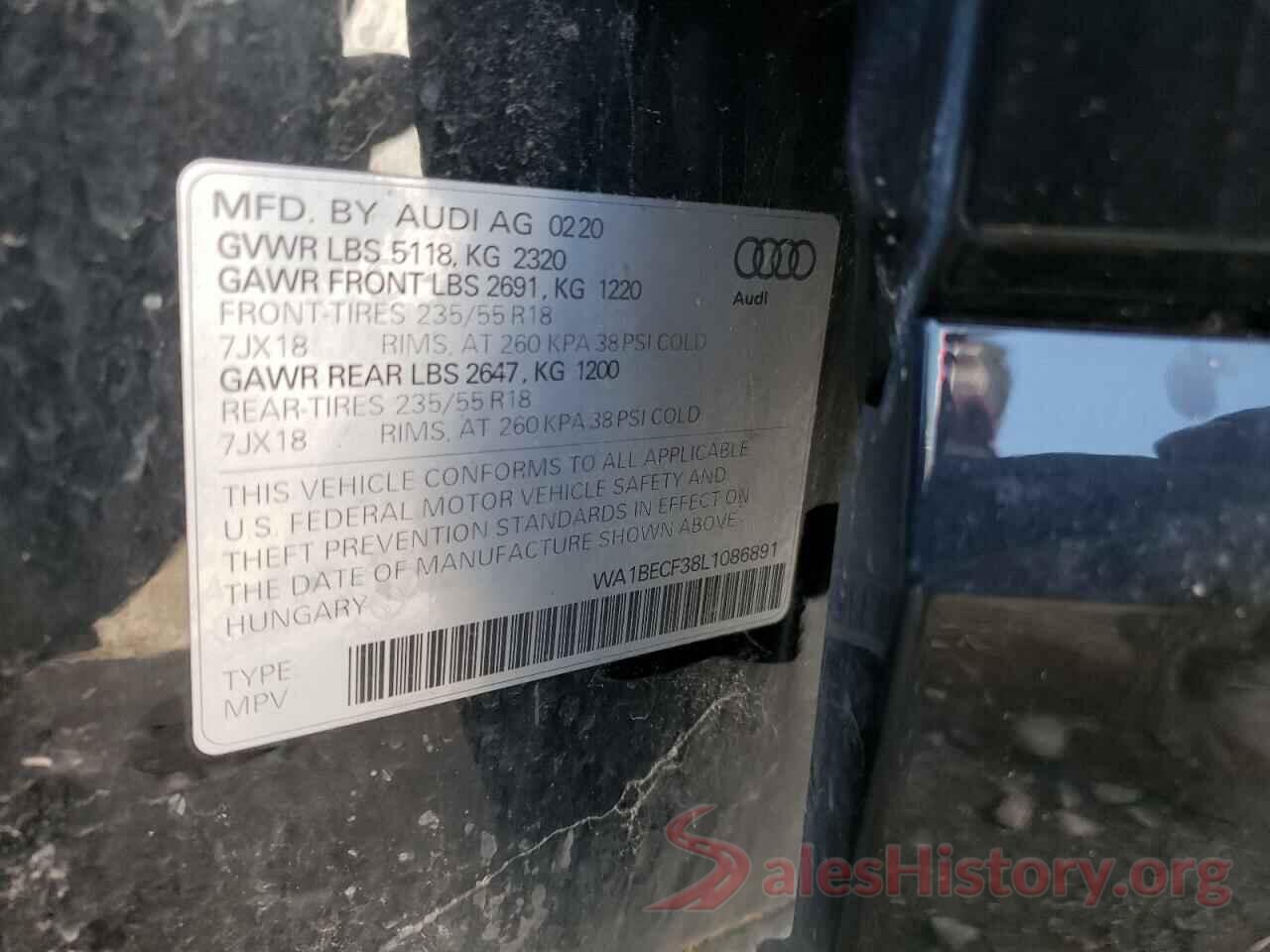 WA1BECF38L1086891 2020 AUDI Q3