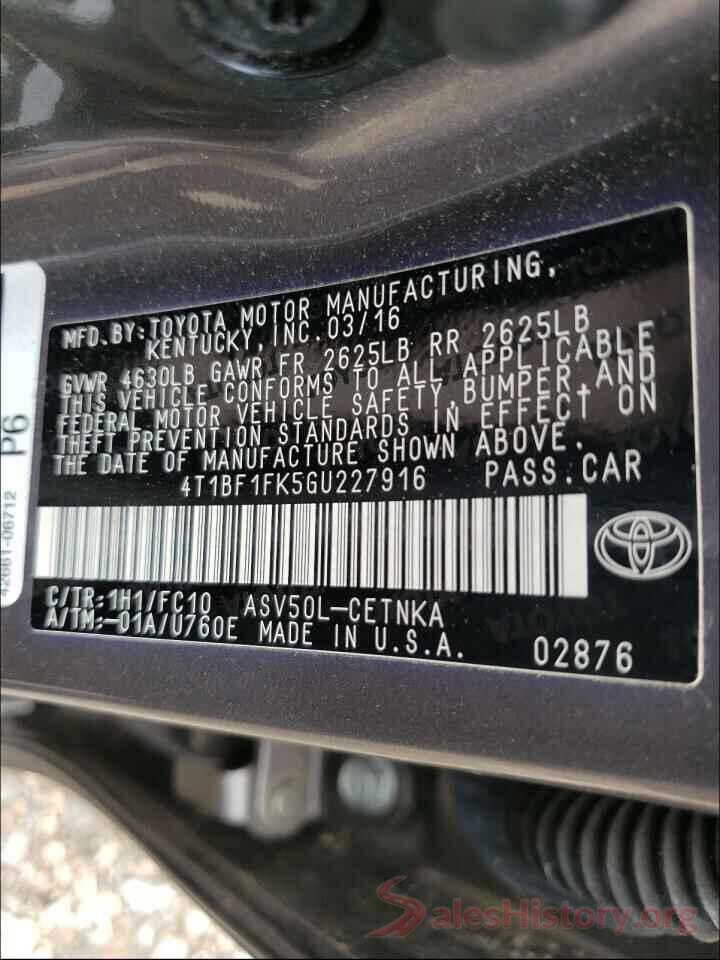 4T1BF1FK5GU227916 2016 TOYOTA CAMRY