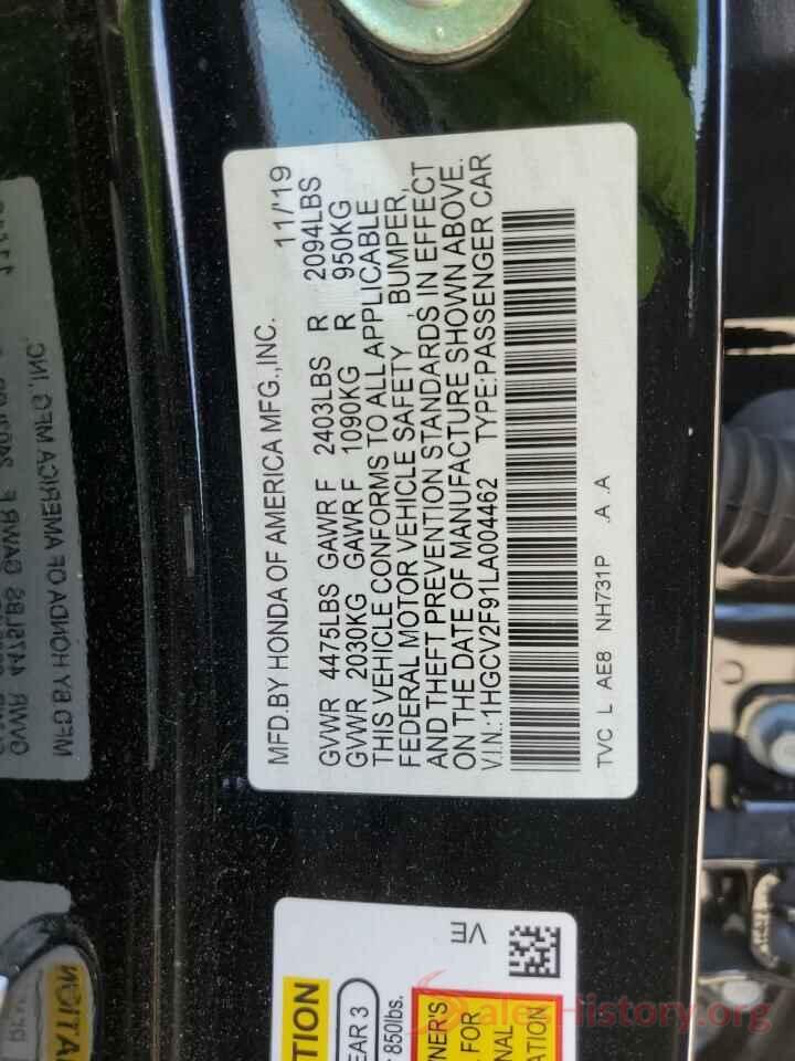 1HGCV2F91LA004462 2020 HONDA ACCORD