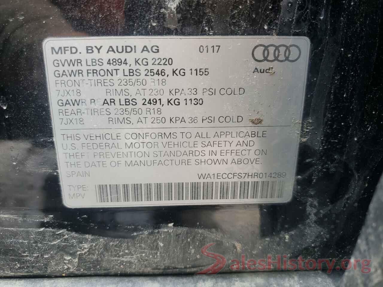 WA1ECCFS7HR014289 2017 AUDI Q3