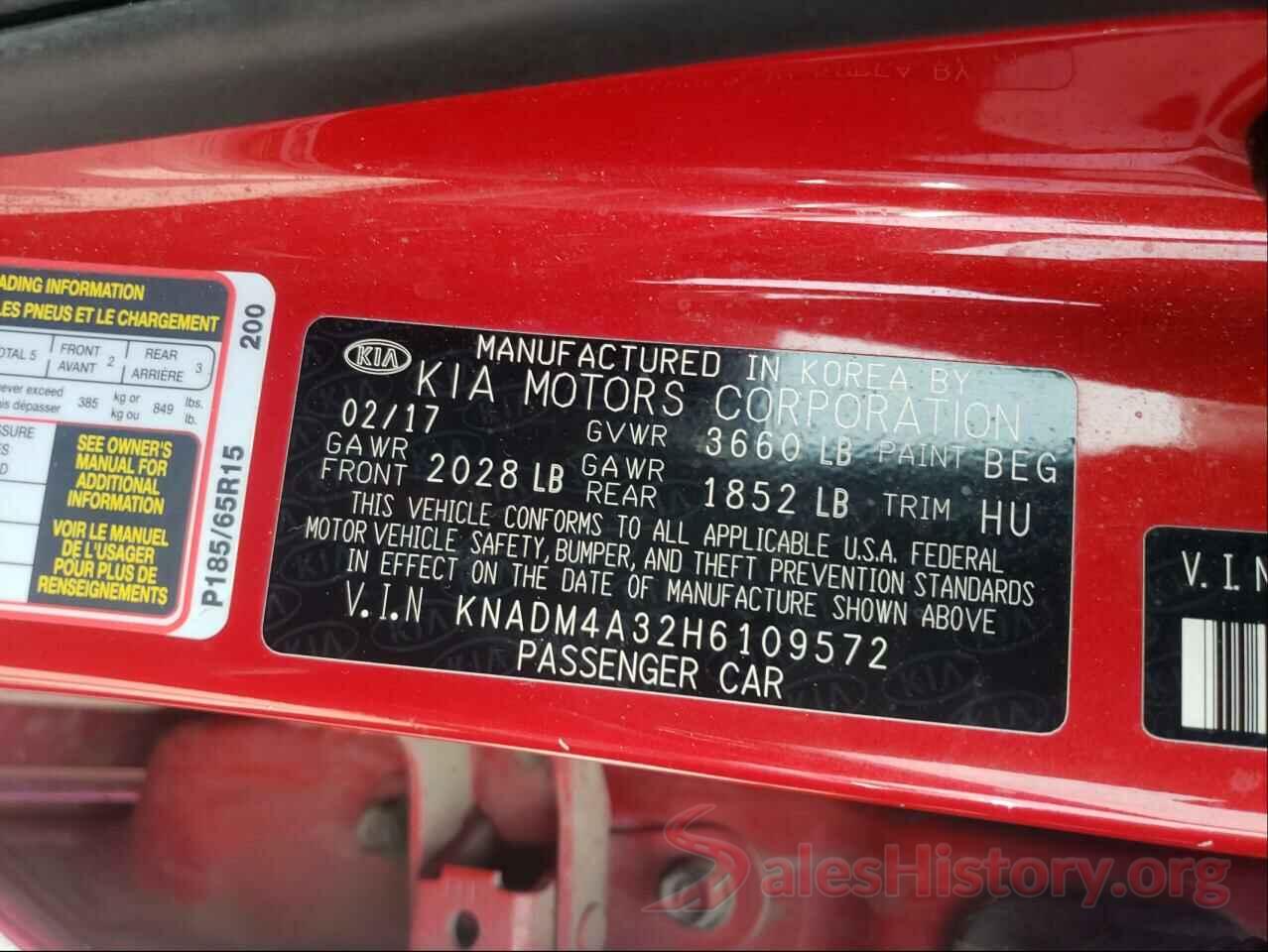 KNADM4A32H6109572 2017 KIA RIO