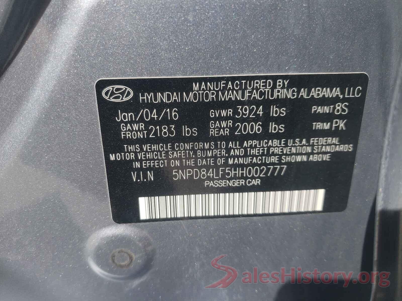 5NPD84LF5HH002777 2017 HYUNDAI ELANTRA