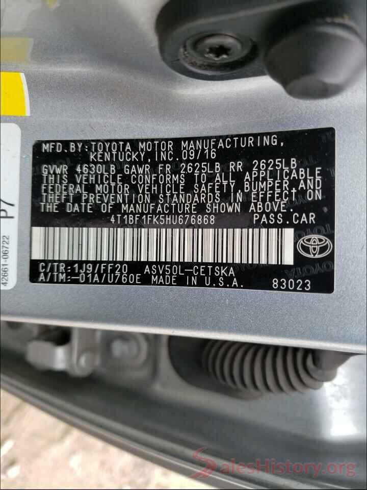 4T1BF1FK5HU676868 2017 TOYOTA CAMRY