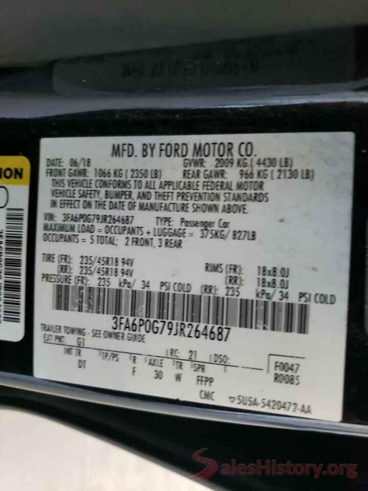 3FA6P0G79JR264687 2018 FORD FUSION