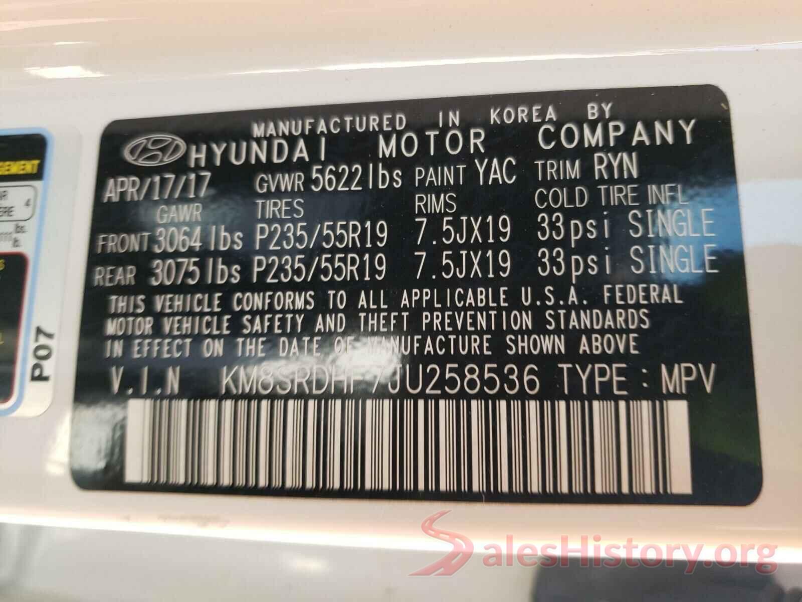 KM8SRDHF7JU258536 2018 HYUNDAI SANTA FE