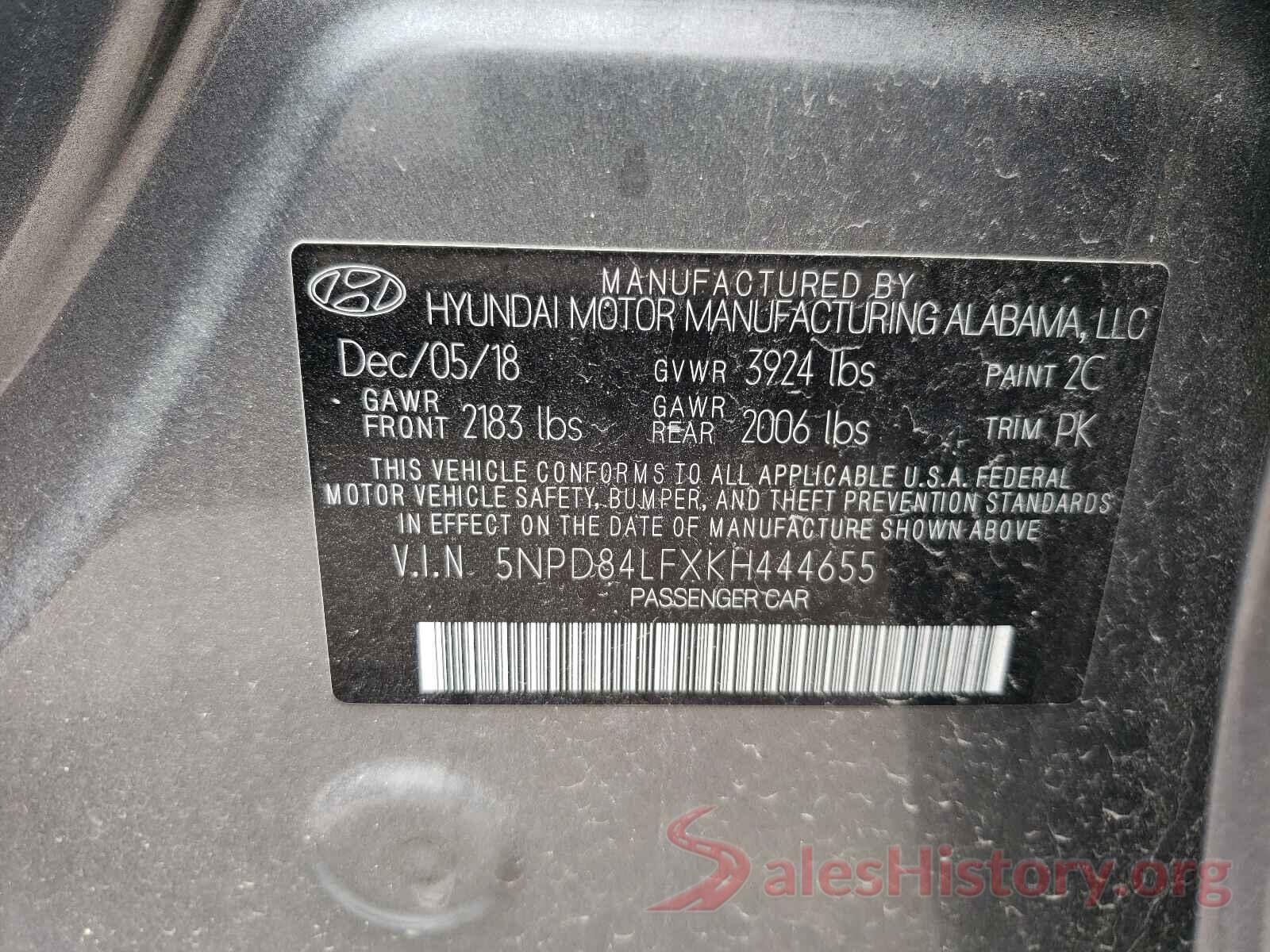 5NPD84LFXKH444655 2019 HYUNDAI ELANTRA