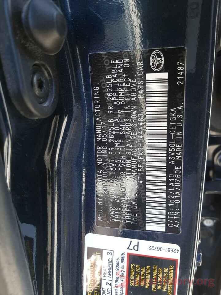 4T1BF1FK9HU444483 2017 TOYOTA CAMRY