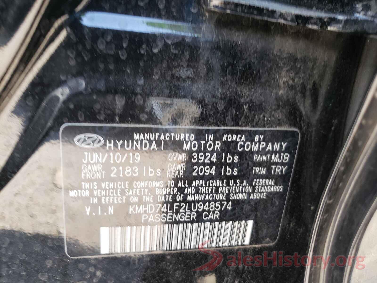 KMHD74LF2LU948574 2020 HYUNDAI ELANTRA