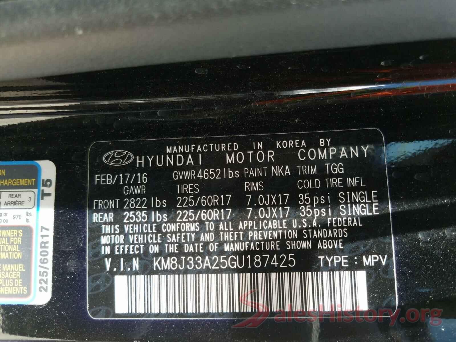 KM8J33A25GU187425 2016 HYUNDAI TUCSON