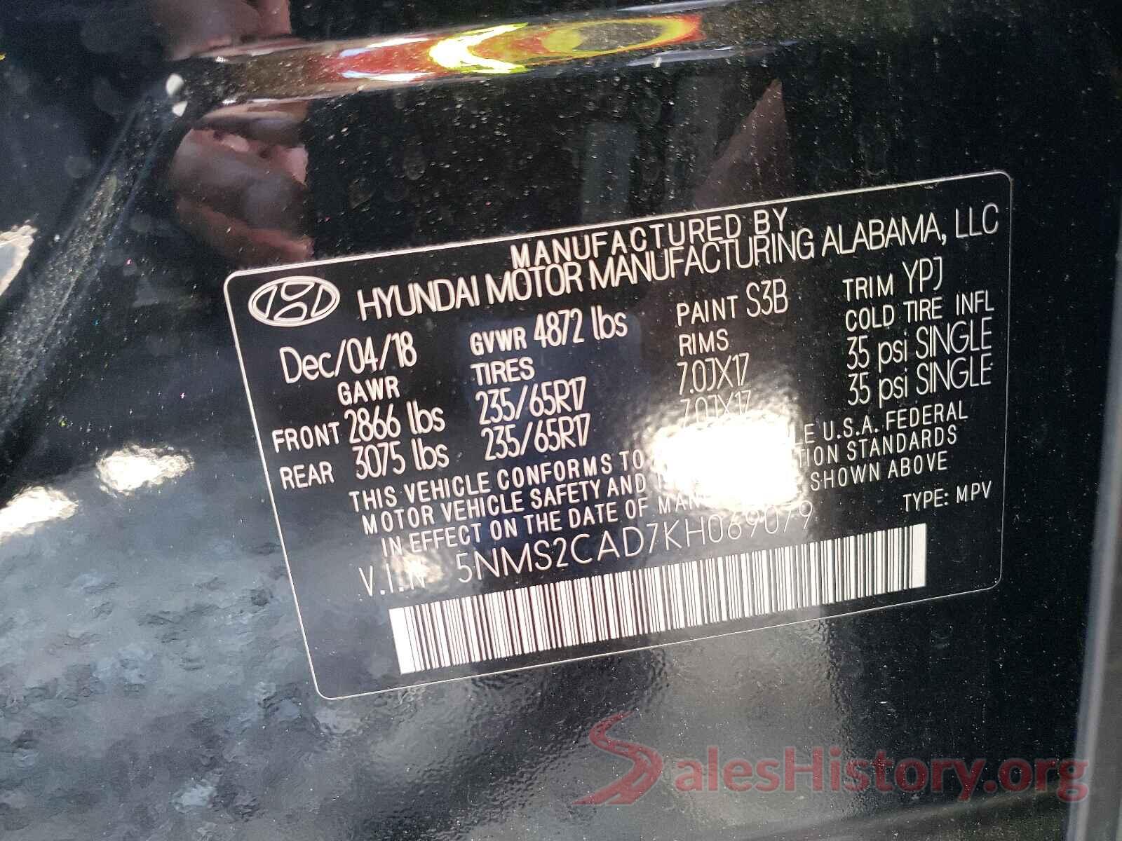 5NMS2CAD7KH069079 2019 HYUNDAI SANTA FE