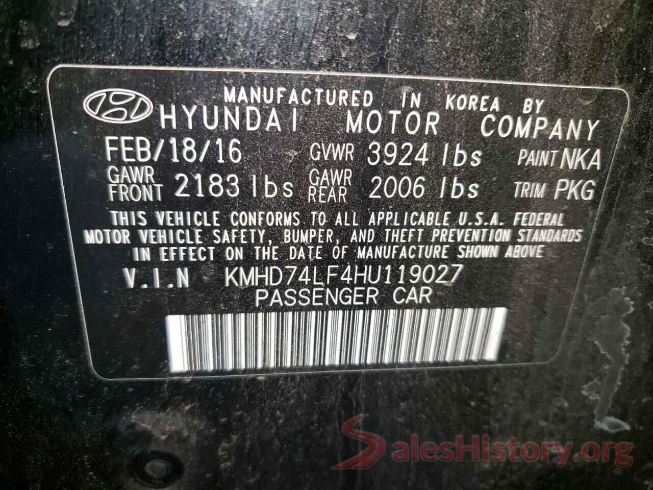 KMHD74LF4HU119027 2017 HYUNDAI ELANTRA