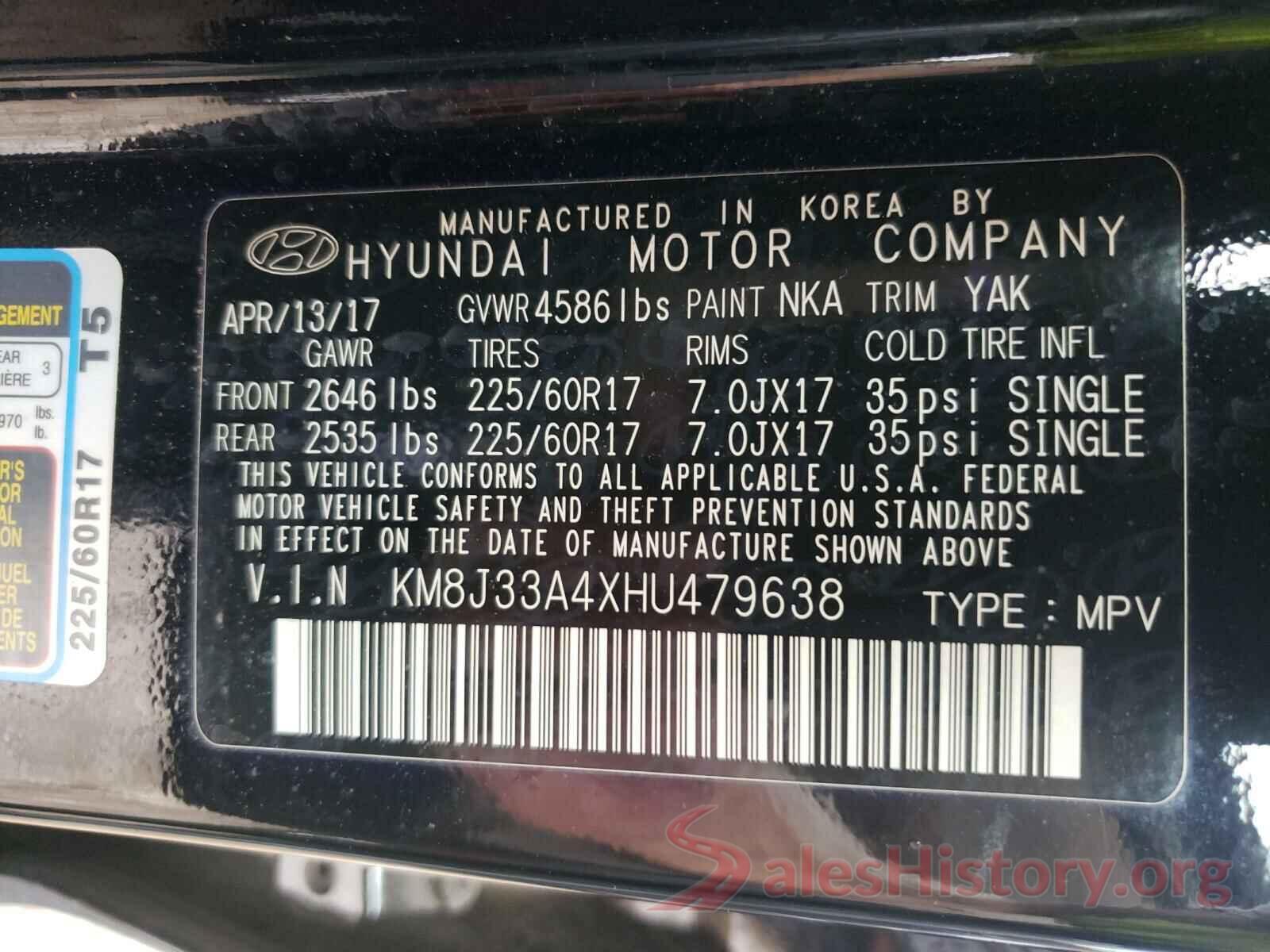 KM8J33A4XHU479638 2017 HYUNDAI TUCSON