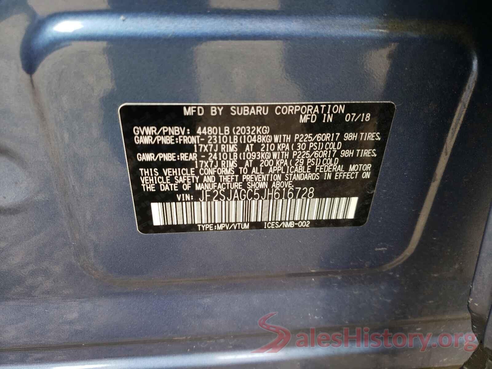 JF2SJAGC5JH616728 2018 SUBARU FORESTER