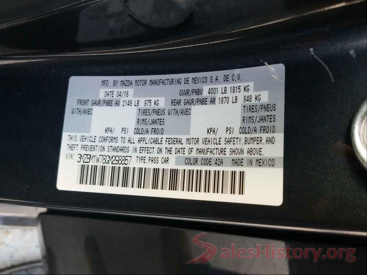 3MZBM1W78GM298857 2016 MAZDA 3