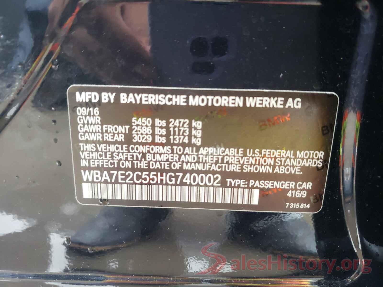 WBA7E2C55HG740002 2017 BMW 7 SERIES