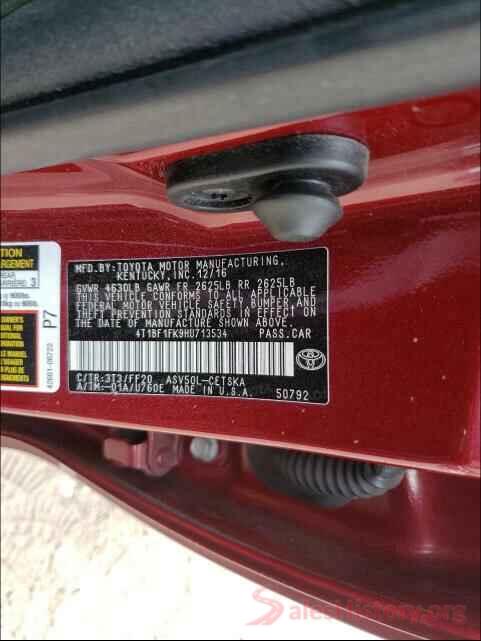 4T1BF1FK9HU713534 2017 TOYOTA CAMRY