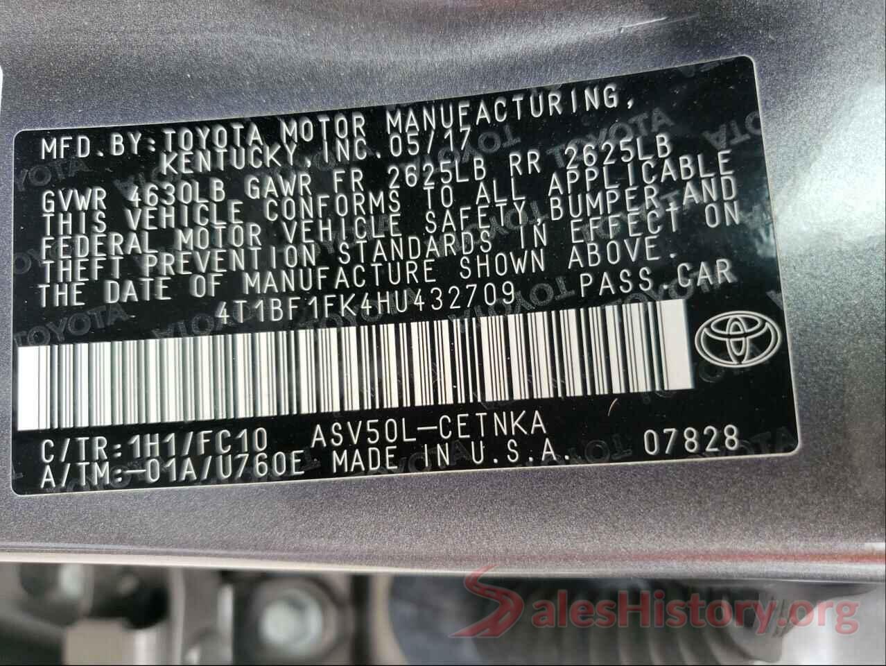 4T1BF1FK4HU432709 2017 TOYOTA CAMRY