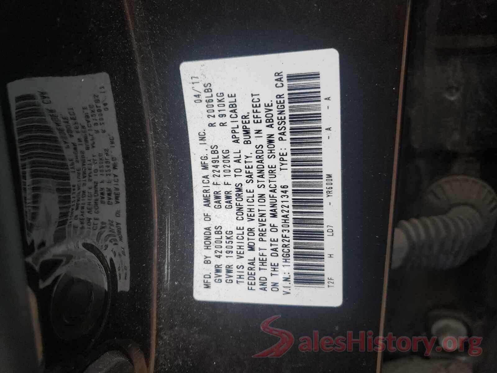 1HGCR2F30HA221346 2017 HONDA ACCORD