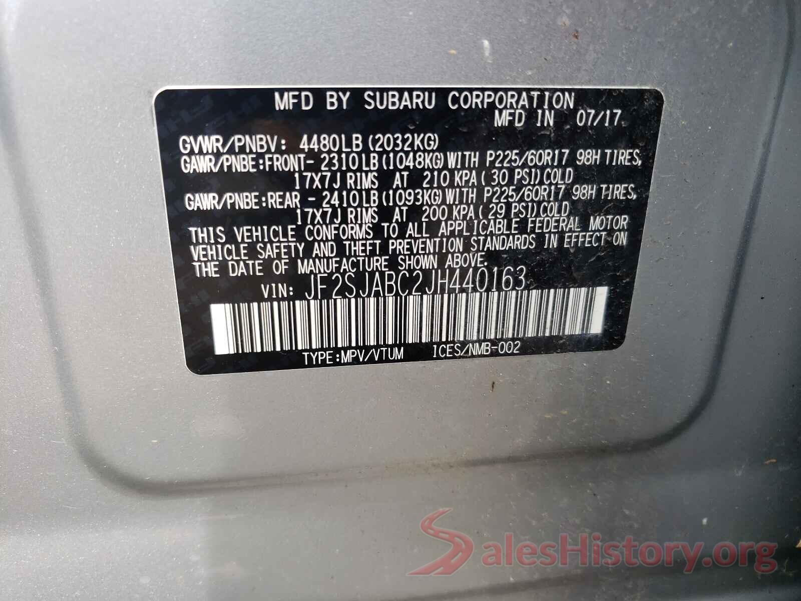 JF2SJABC2JH440163 2018 SUBARU FORESTER