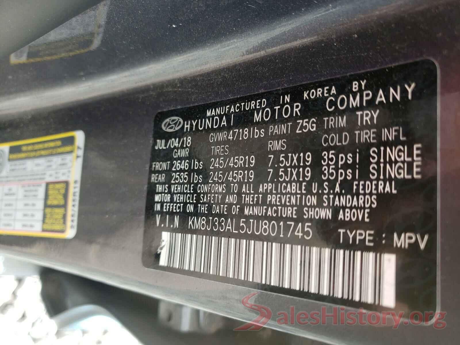 KM8J33AL5JU801745 2018 HYUNDAI TUCSON