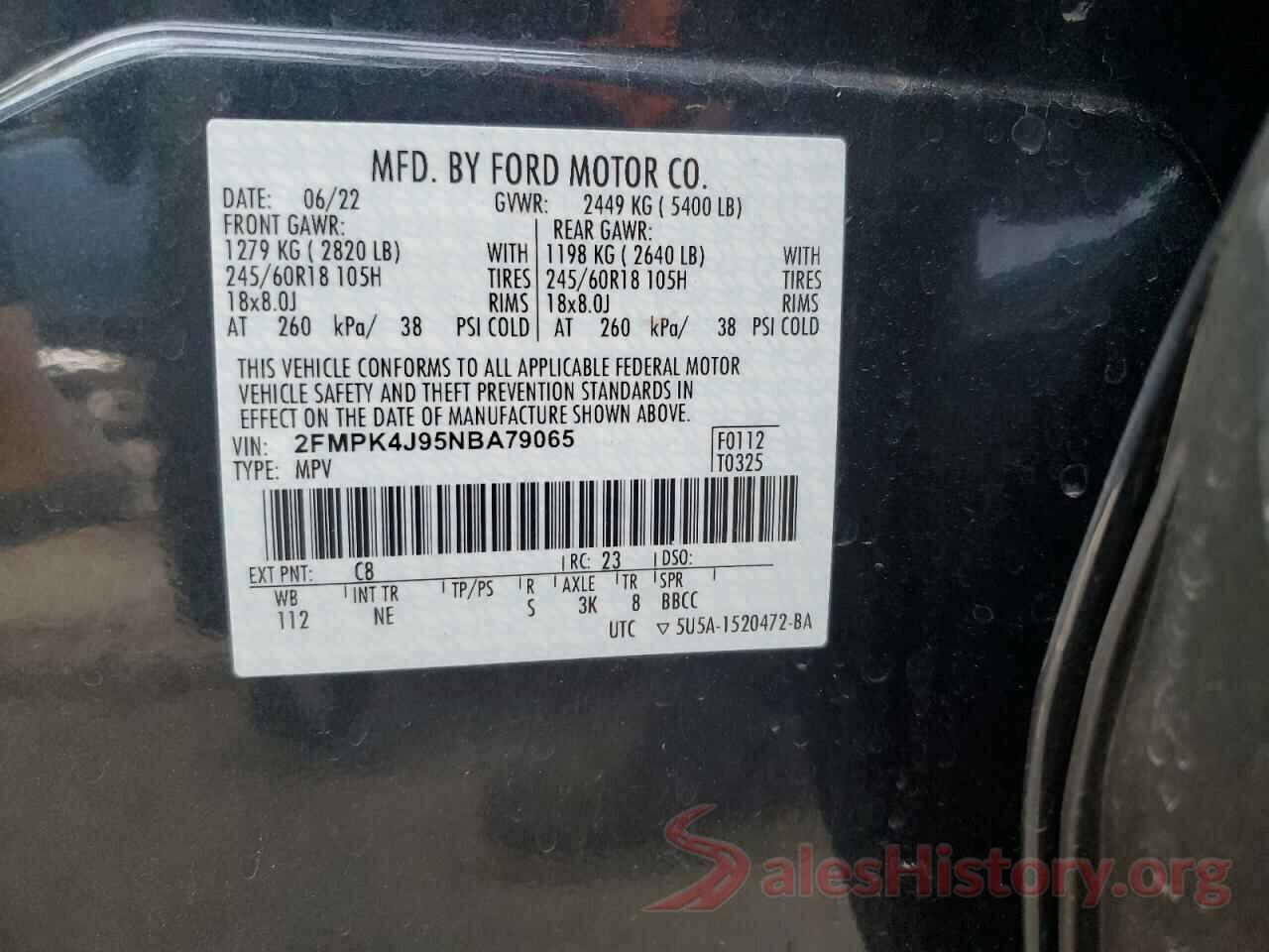 2FMPK4J95NBA79065 2022 FORD EDGE