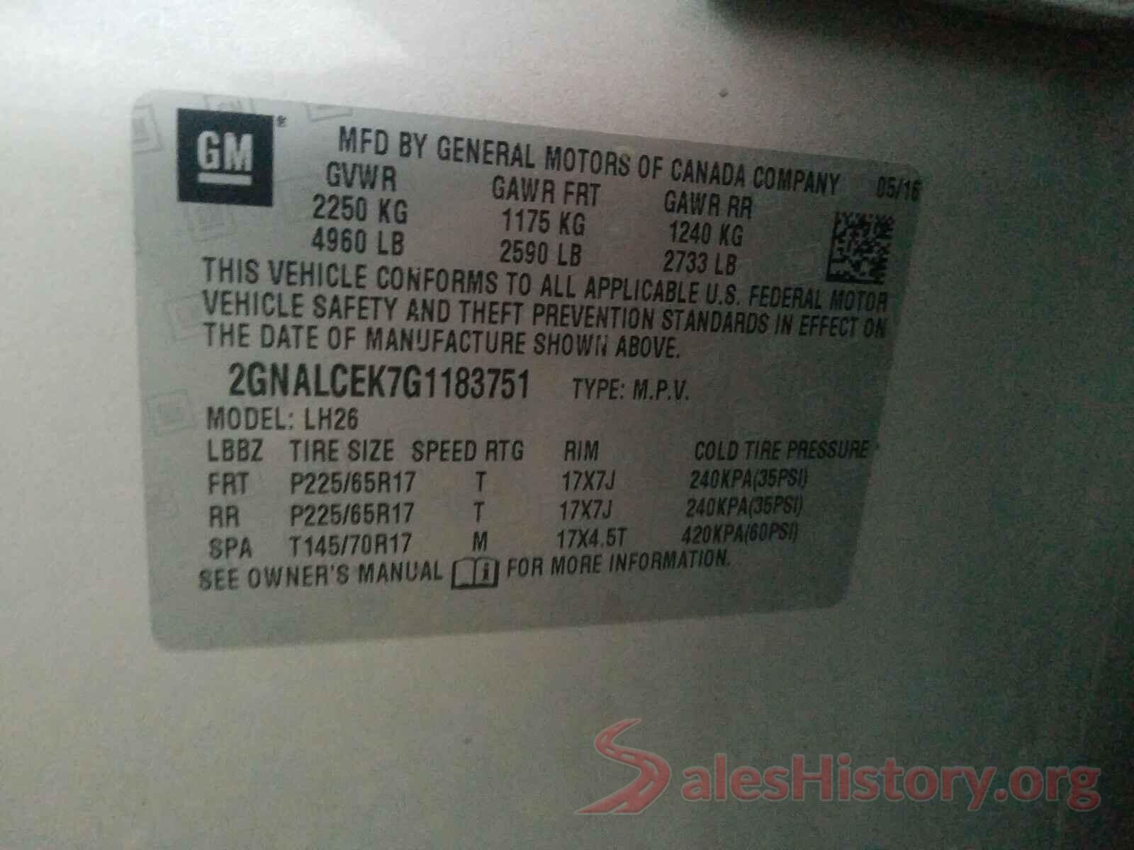 2GNALCEK7G1183751 2016 CHEVROLET EQUINOX