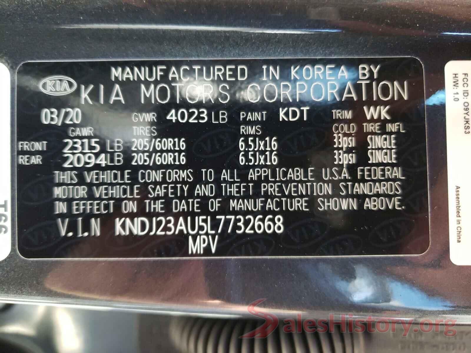 KNDJ23AU5L7732668 2020 KIA SOUL