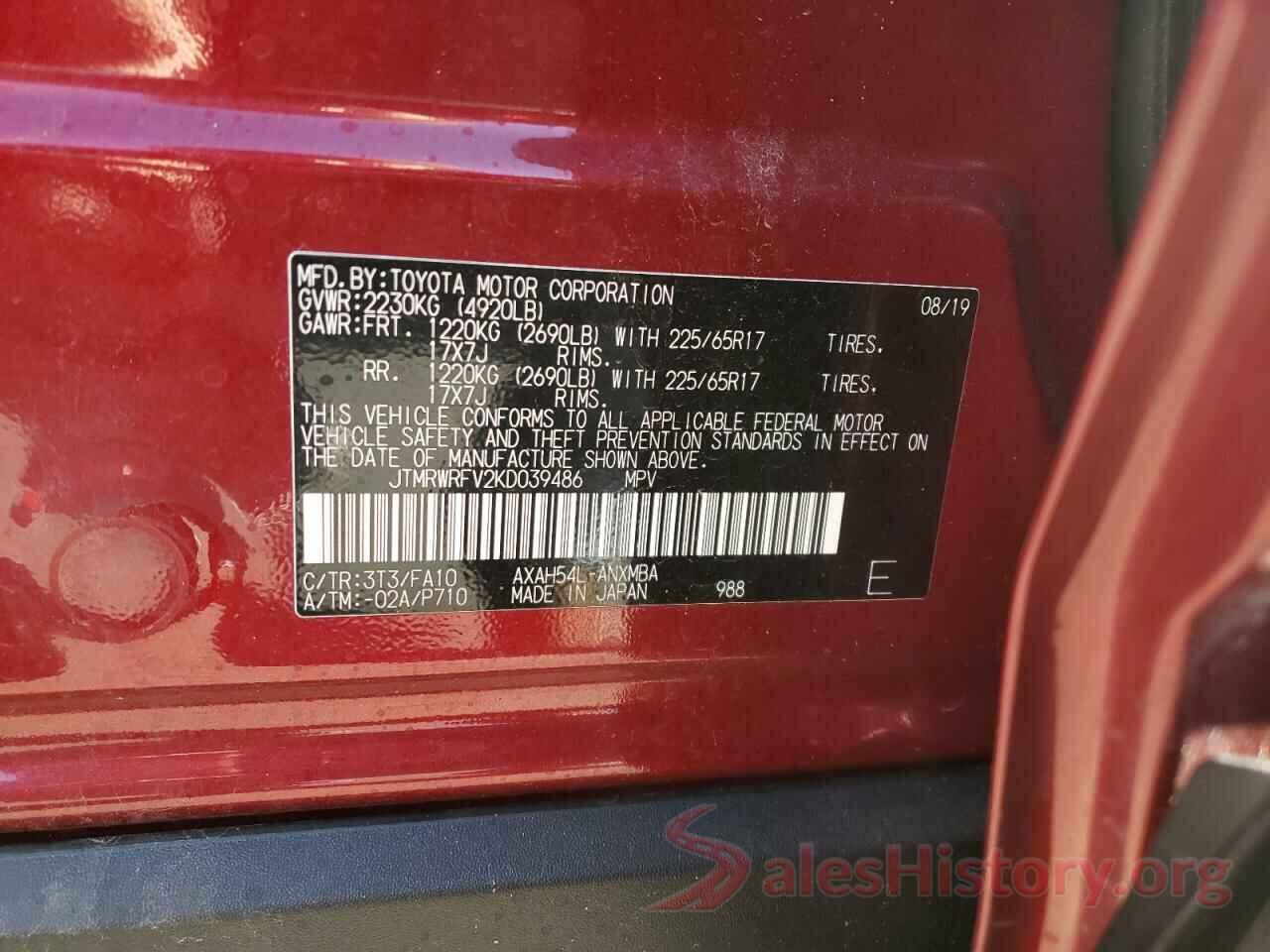 JTMRWRFV2KD039486 2019 TOYOTA RAV4