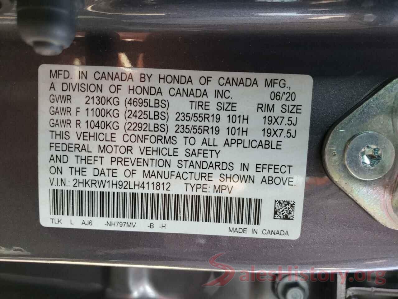 2HKRW1H92LH411812 2020 HONDA CRV