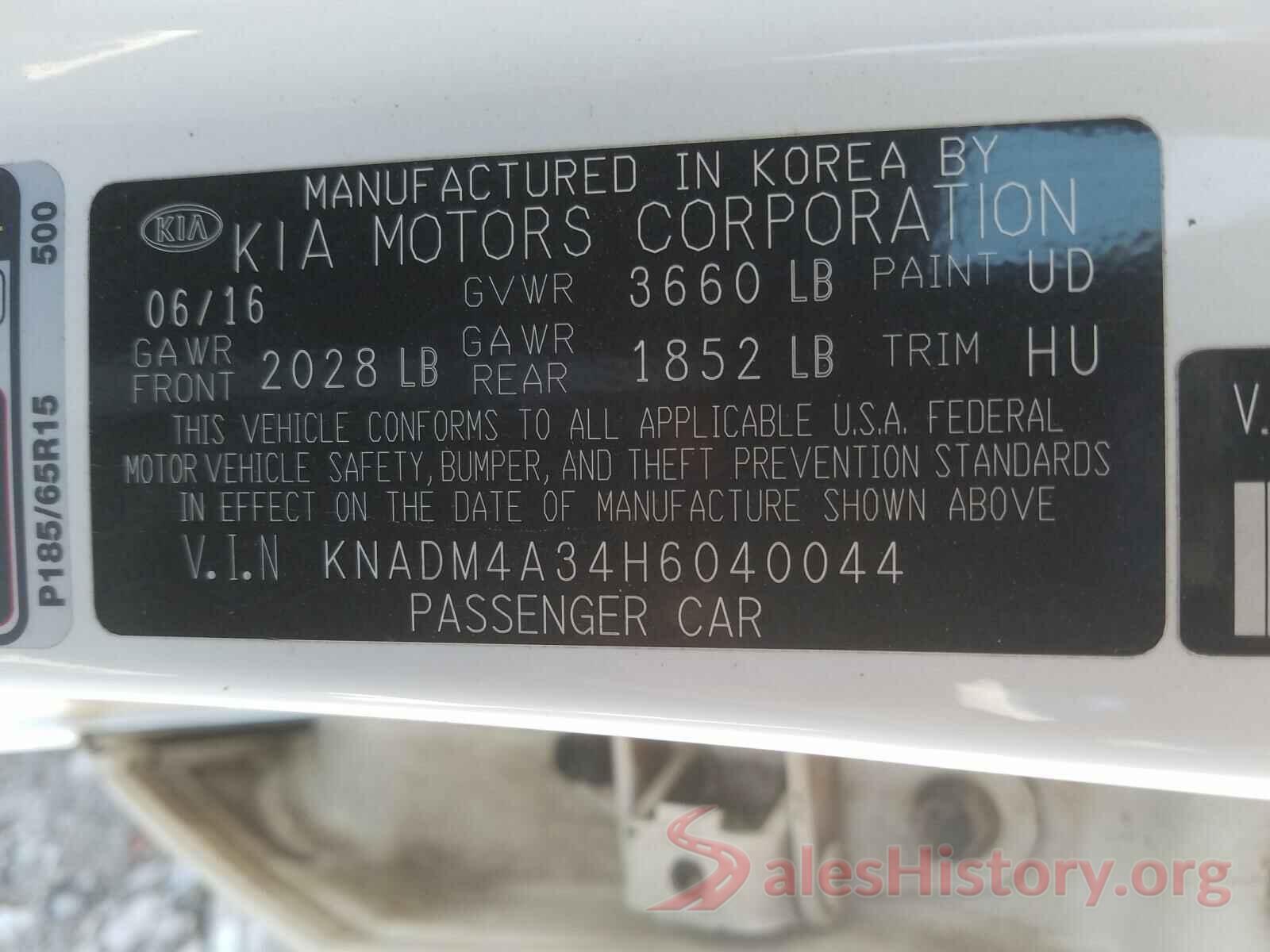 KNADM4A34H6040044 2017 KIA RIO