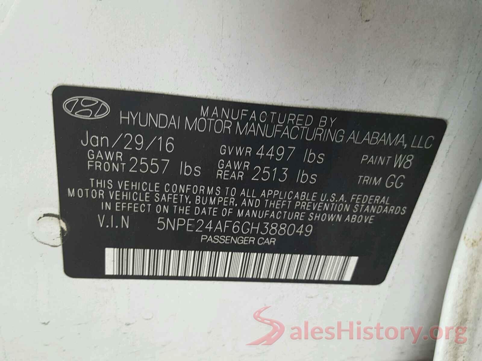 5NPE24AF6GH388049 2016 HYUNDAI SONATA