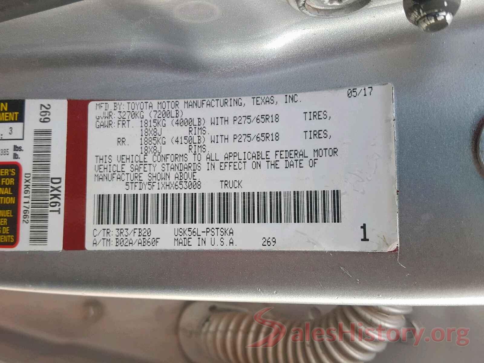 5TFDY5F1XHX653008 2017 TOYOTA TUNDRA