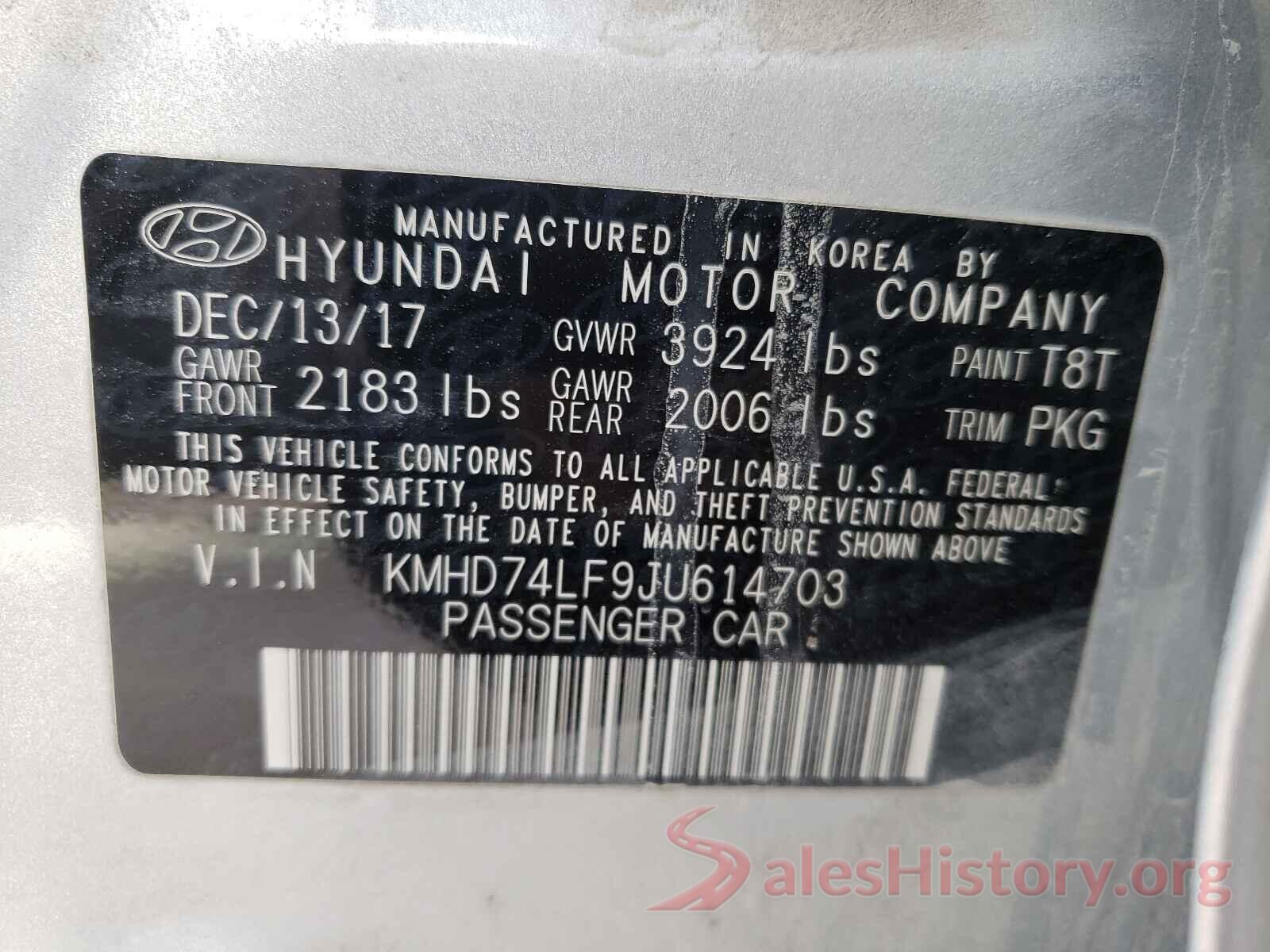 KMHD74LF9JU614703 2018 HYUNDAI ELANTRA