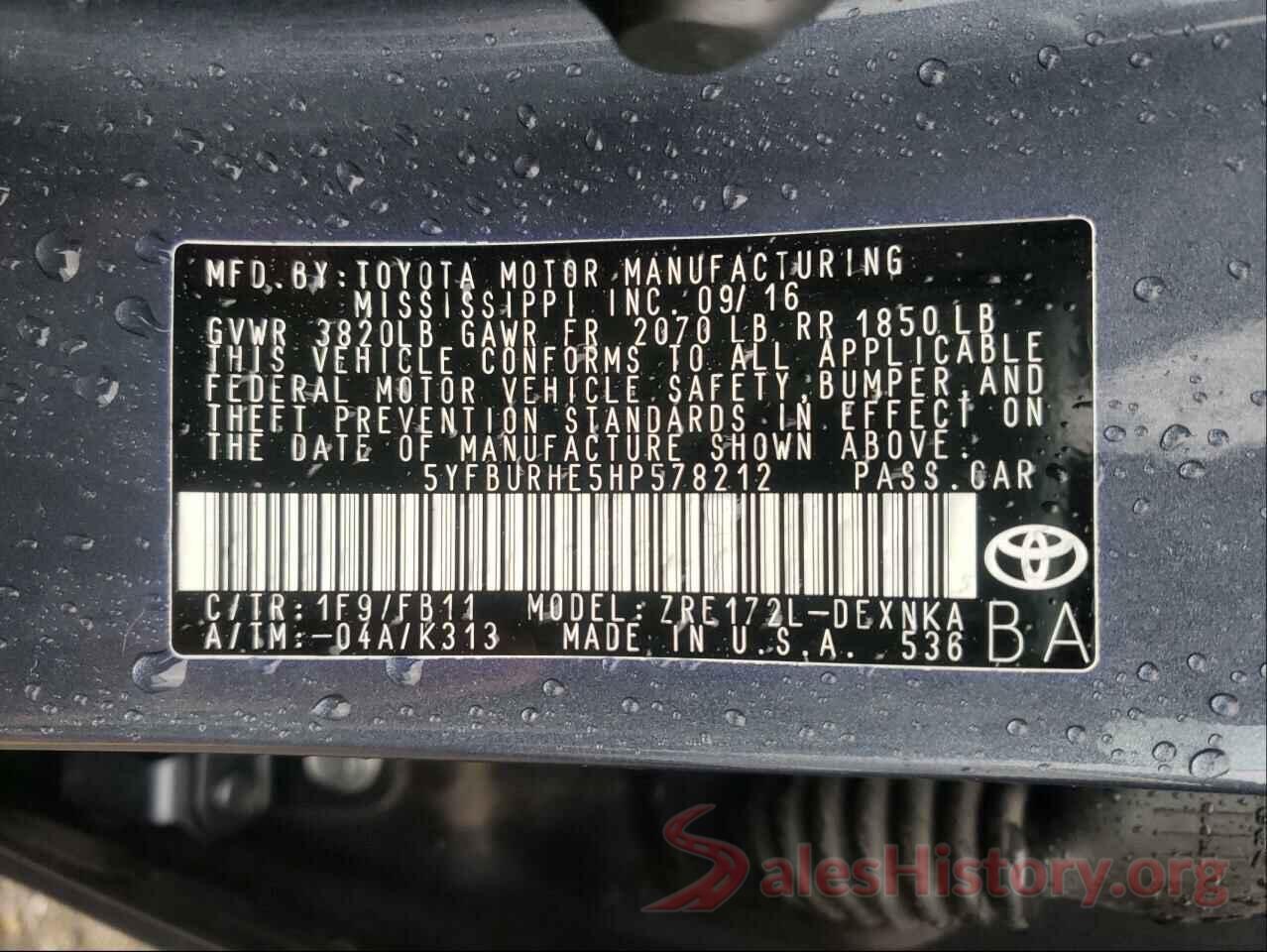 5YFBURHE5HP578212 2017 TOYOTA COROLLA