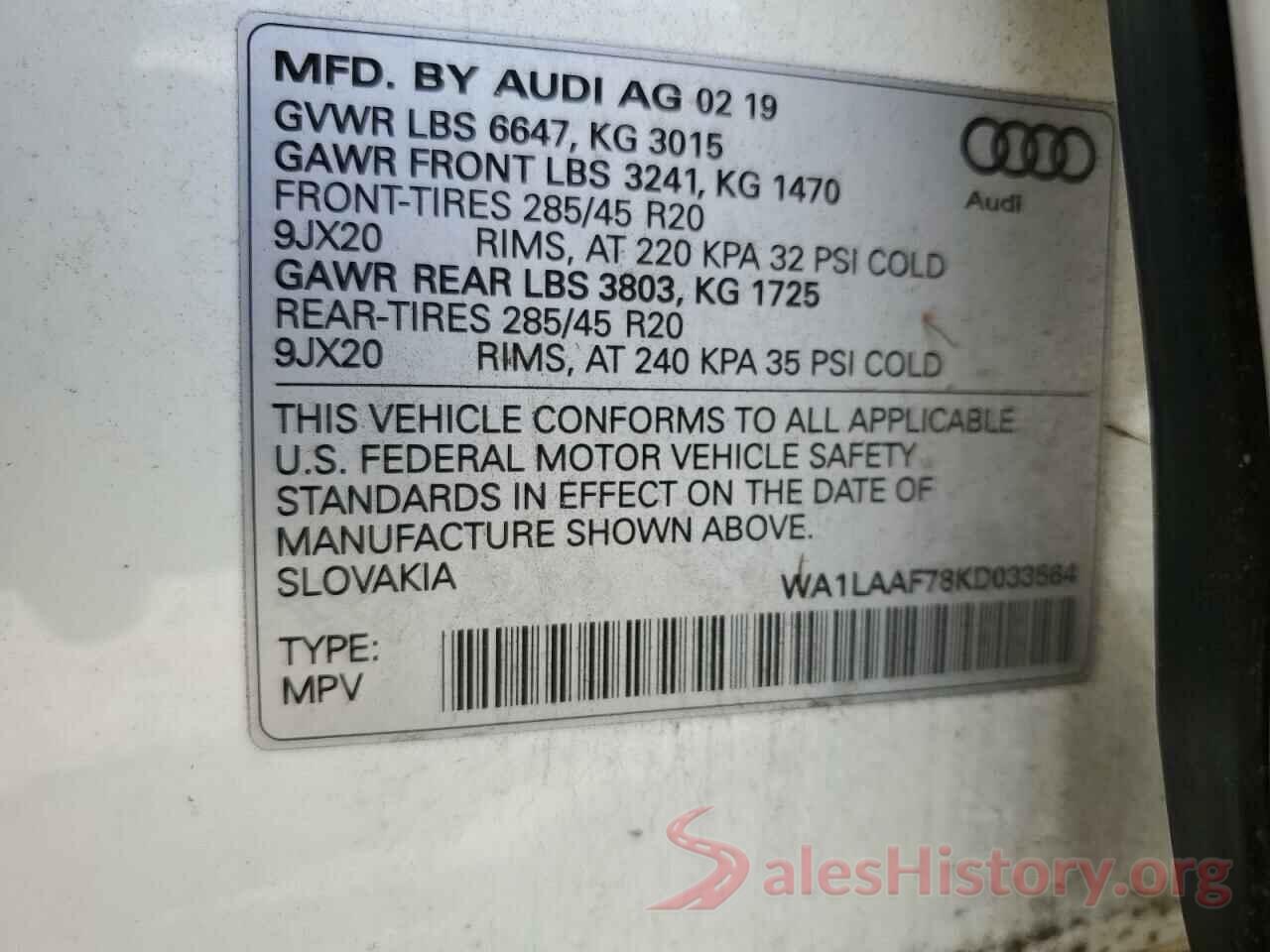 WA1LAAF78KD033564 2019 AUDI Q7