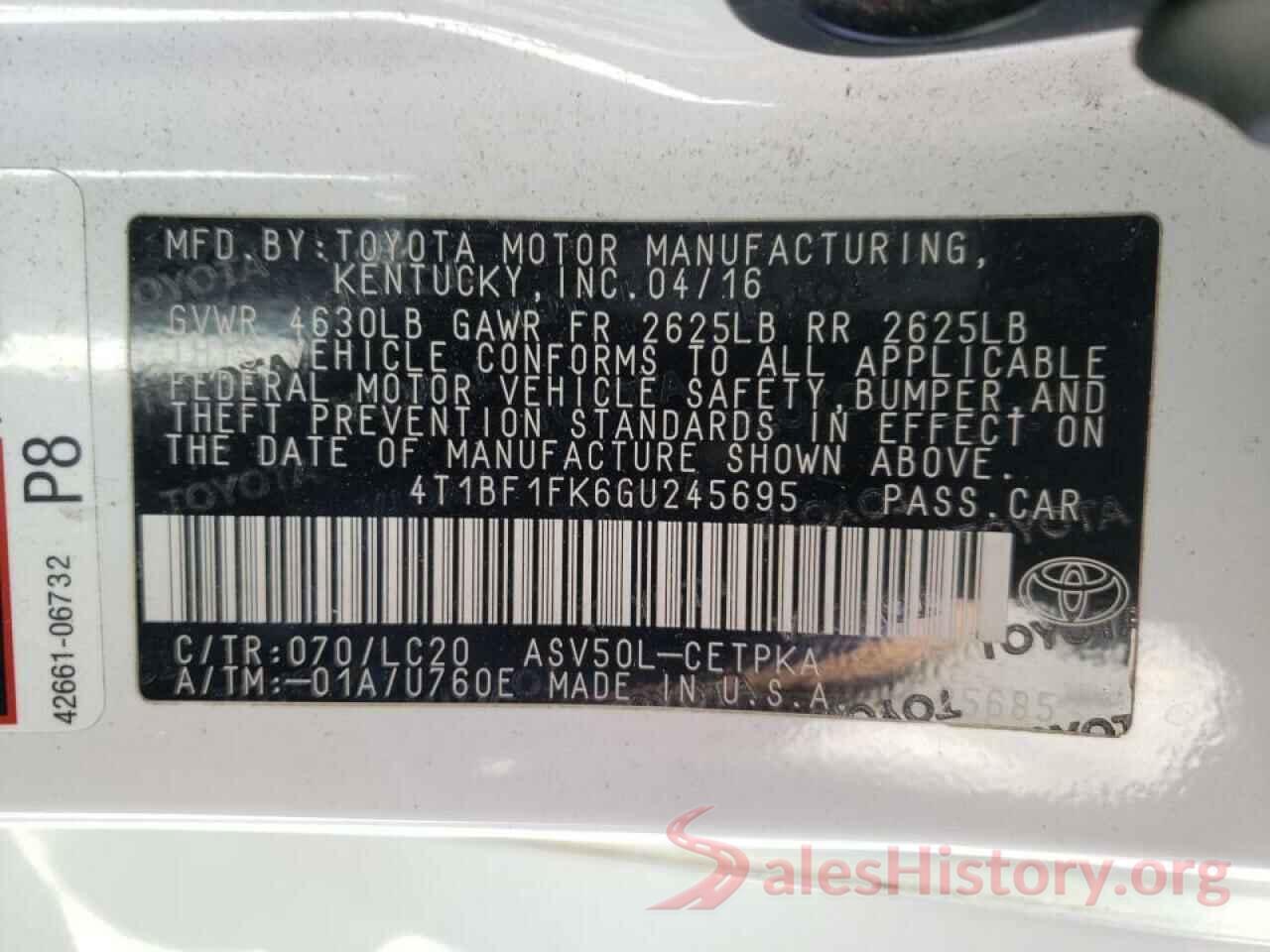 4T1BF1FK6GU245695 2016 TOYOTA CAMRY