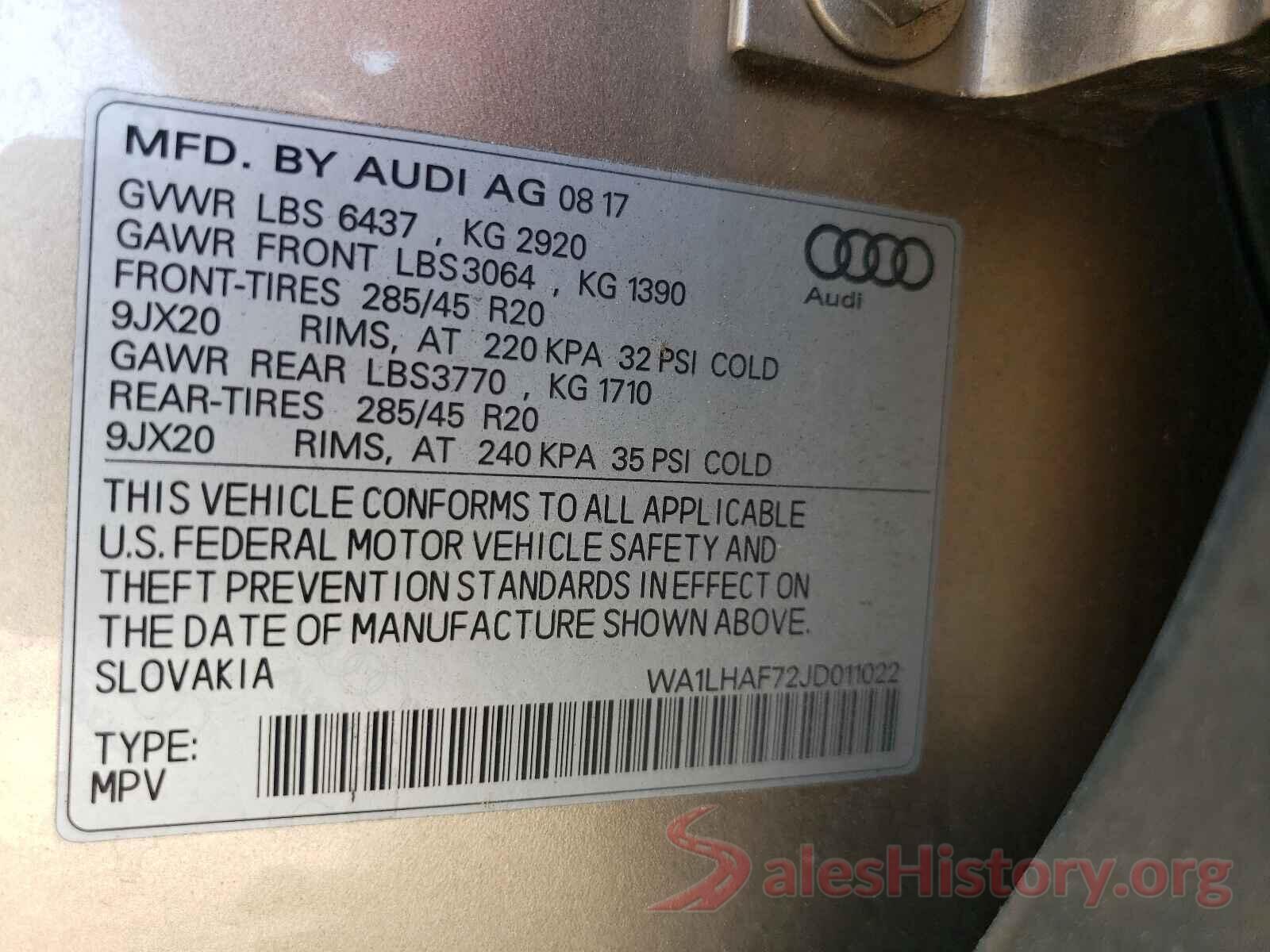 WA1LHAF72JD011022 2018 AUDI Q7