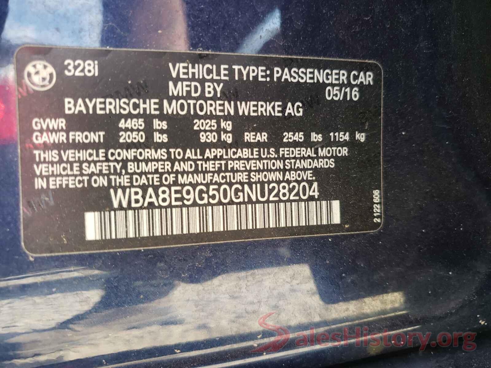 WBA8E9G50GNU28204 2016 BMW 3 SERIES