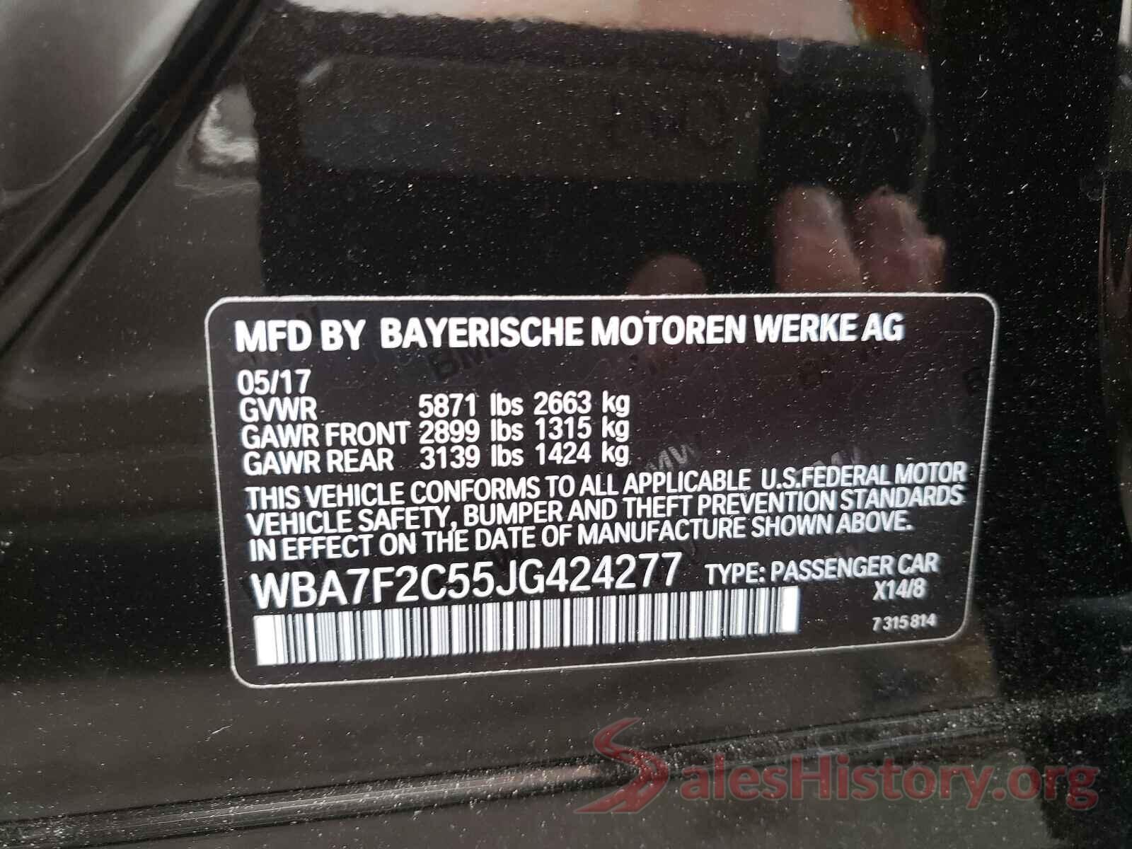 WBA7F2C55JG424277 2018 BMW 7 SERIES