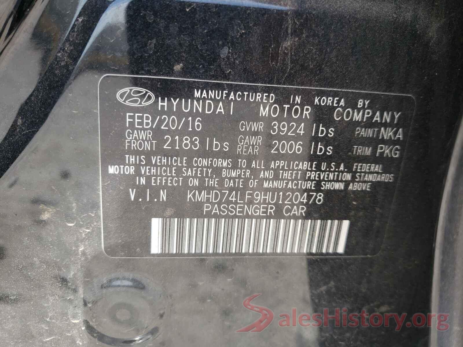 KMHD74LF9HU120478 2017 HYUNDAI ELANTRA