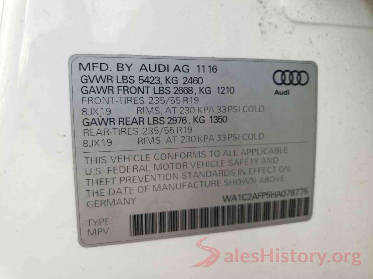 WA1C2AFP5HA078775 2017 AUDI Q5