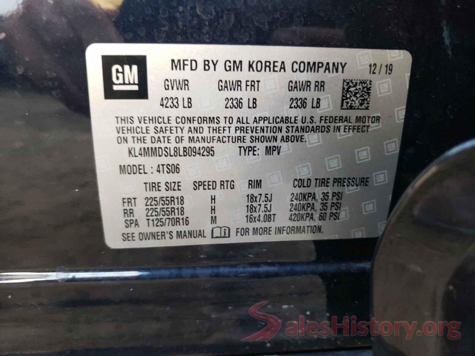 KL4MMDSL8LB094295 2020 BUICK ENCORE