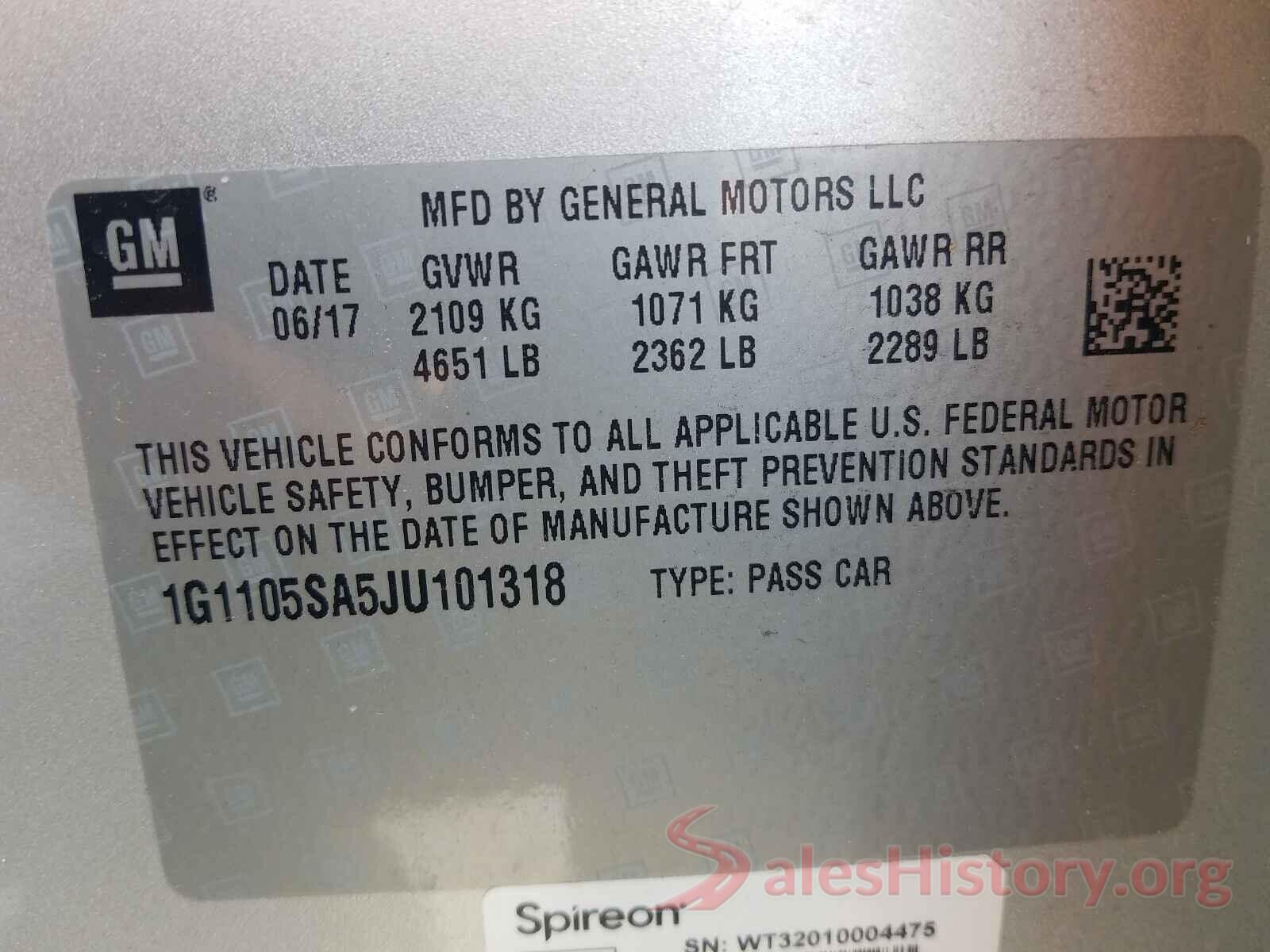 1G1105SA5JU101318 2018 CHEVROLET IMPALA