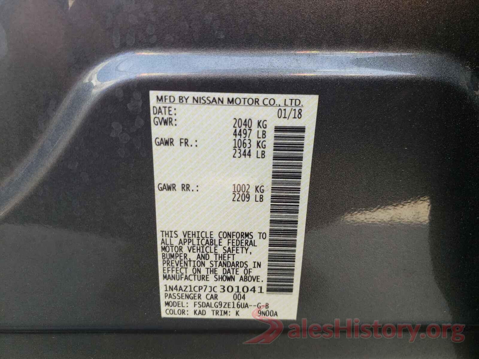 1N4AZ1CP7JC301041 2018 NISSAN LEAF