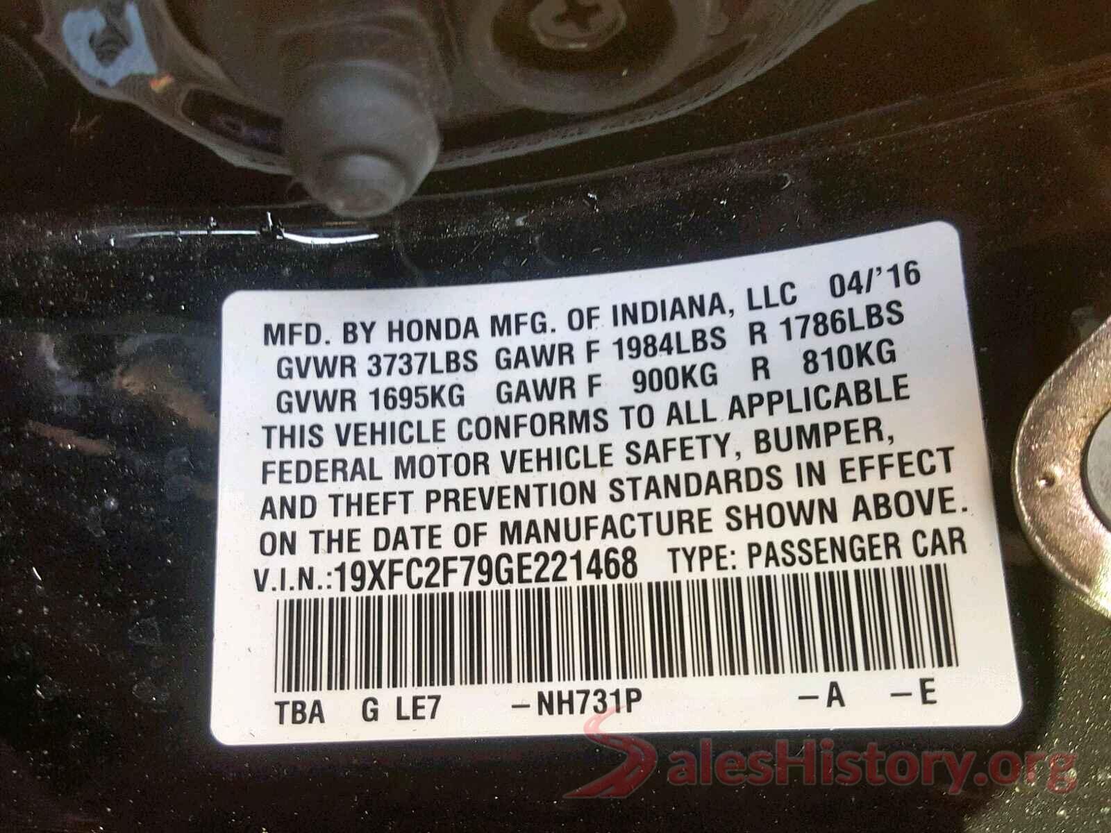 19XFC2F79GE221468 2016 HONDA CIVIC