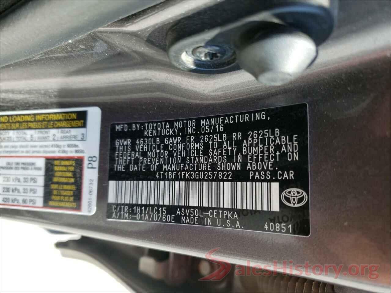 4T1BF1FK3GU257822 2016 TOYOTA CAMRY